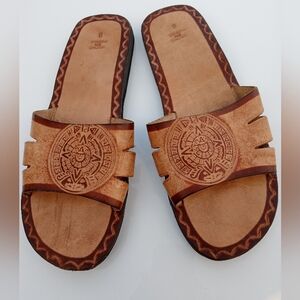 Genuine leather Mexico slides